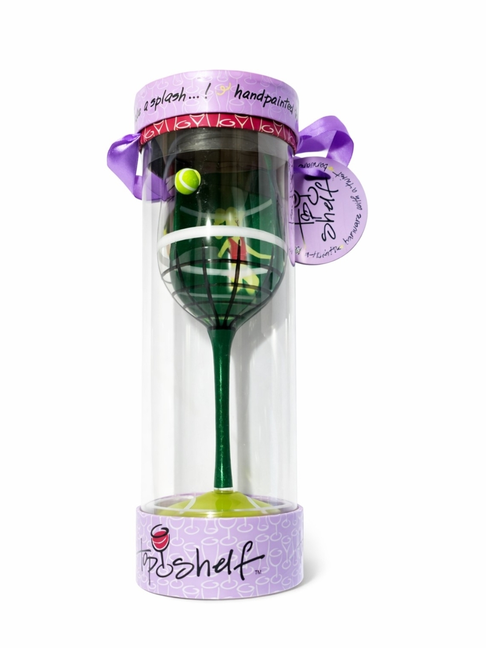 Topshelf Handpainted Tennis Wine Glass - "You Just Got Served" Tennis Theme